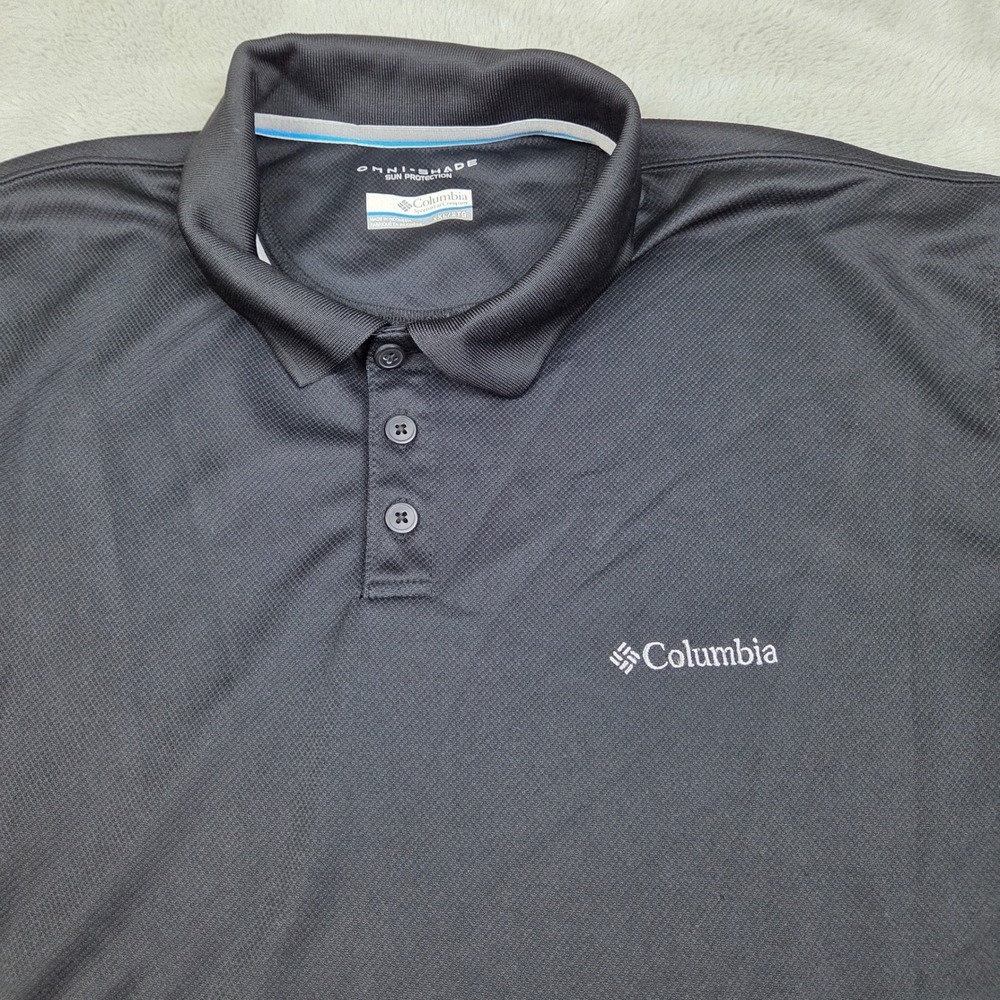Columbia Omni-Shade Polo Shirt Mens XXL Short Sleeve Sun Protection Black Top 80